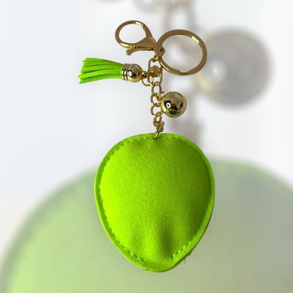 Extraterrestrial Crystal Bejeweled Keychain - Alien Head w Green Tassel - Picture 6 of 6